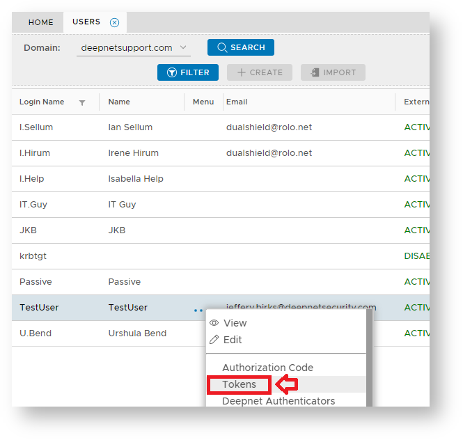 DualShield MFA Platform > Get QR code from email > Select User Tokens.png